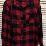 Arizona Jeans Arizona Jean Co Flannel Red/Black Button Up Long Sleeve Shirt Size L Soft Warm Photo 0