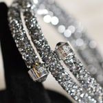 Swavorski Swarovski Stamped Silver/Black Crystal Dust Wrap Bangle Bracelet Photo 2