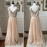 Anthropologie  BHLDN Avery Nude Blush Formal Dress Gown $250 16 Photo 2