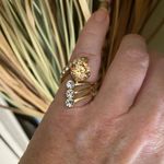 Champagne CZ Cocktail Ring – Gold Tone Brass, Size 6 Photo 2