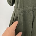 Paper Crane Large Green Short Sleeve Collared Button Down Shirt Dress w/Pockets Photo 4