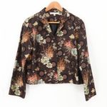 Vtg Connie Roberson Brocade Floral Blazer Jacket Womens Silk Blend Button Size S Black Photo 0