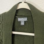 Market & Spruce  Green Open Cable Knit Cardigan Small Elbow Patches Preppy Wool Photo 3
