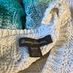 Tommy Bahama White Teal Ombré Dipped Long Sleeve Sweater Cable Knit size Medium Photo 9
