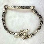 Jared Sterling Silver Block Woven Toggle Close Bracelet with Stamped Charm Photo 0
