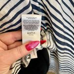 EXPRESS Blue Stripe V-Neck Ruffle Open Back Flare Long Sleeve Blouse Size Medium Photo 4