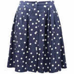 Blue Navy Polka Dots Retro Flare Pleated Party Cottage Flowy Plus Skirt 14 Photo 0