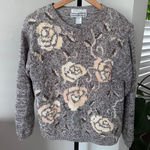 Dress Barn Womens Hand Knitted Gray Floral Sweater Photo 0