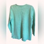 LL Bean Pullover V Neck Sweater 100% Cotton Womens Medium Mint Green Blue Size XL Photo 1