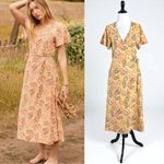 Marine layer Emlyn Midi Wrap Dress Size Medium Retro 70s Fall Floral Photo 1