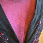 Fashion Bug Vintage 90’s Dress Embroidered Roses Black Burgundy Suede One Piece Jacket Sz 12 Photo 2