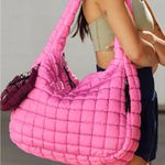 Free People  tote Carryall quilted bubblegum pink NEW overnight unstructured Photo 0