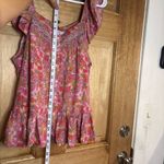 Lucky Brand  women’s Pink‎ Floral Ruffle Blouse size L Photo 3