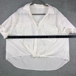 Jane + Delancey Button Up Shirt Women XL Textured Relaxed Fit Tie‎ Front Top White Photo 3