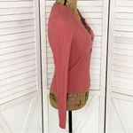 Self Esteem  Ribbed Knit V Neck Crop Shirt‎ Spice Orange Medium Photo 2