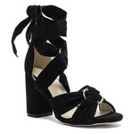 Raye  Sebastian Suede Ankle Wrap Open Toe Tie Heels Revolve in Black Party Size 6 Photo 0