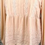 American Eagle  OUTFITTERS Boho Top w Embroidery & Crochet  Light Peach-XS Photo 2