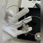 Dolce & Gabbana NWOT Silver Hoop Earrings with White Accents Photo 2