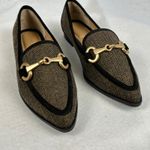 Kelly & Katie ‎ Pointed Toe Loafers Brown Herringbone Gold Accent Women9.5 Preppy Photo 4