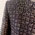 Max Mara S  Woven Metallic Blue-Gold Geometric Square Pattern Coat, US 8, FB 40 Photo 5