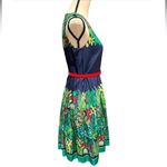 Tommy Hilfiger Navy And Green Cactus Print Skirt Knee Length Dress Size 2 Photo 4