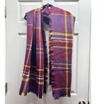 Time and Tru Acrylic Burgundy Yellow Purple Plaid Blanket Wrap Scarf 80"x27" Photo 1