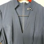 Badgley Mischka Belted V Neck Sheath Dress Navy Hourglass Belted Puff Sleeves 8 Photo 7