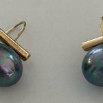 Elegant Gold and Purpleish Faux Pearl Earrings Photo 0
