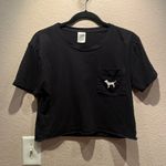 PINK - Victoria's Secret Victoria’s Secret PINK Dog Logo Crop Top Black Pastel Preppy Floral Tee Sz Small Photo 1