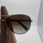 Coach  Stefanie Gold & Brown Aviator Polarized Sunglasses Photo 3
