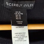 Sincerely Jules Size XL Ribbed Knit Crop Top Embellished Jewels LS Black Silver Photo 3