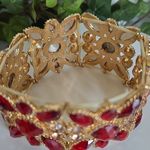 Statement Gold with Red and Gold Stones Bracelet Photo 4