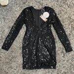 Boohoo Black Sequin Deep V-Neck Cocktail Dress Photo 4