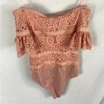 Aijek Mae Off Shoulder Lace Bodysuit Pink Size 1/xs Photo 5