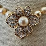 Vintage Attwood & Sawyer (A&S) Faux Pearl Necklace with Rhinestone Flower Clasp Photo 1