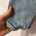 Eddie Bauer  Chambray Tranquil Tencil Wrap Boxy Long Sleeve Blouse Womens LP Blue Photo 1