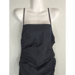 ZARA  Black Ruched Side Midi Dress Strapy High Slit Women's Large Party Cocktail Photo 2