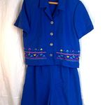 Nancy Bolen City Girl Y2K Short Set Quirky Eclectic Patterned Hem Top Size 10 MD Blue Size M Photo 15