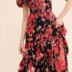 Free People Bohemian Sundrenched Short Sleeve Maxi Dress Red Floral NWT Ruffle Photo 0