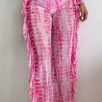 Pink & White Tie Dye Bikini CoverUp Pants Photo 0