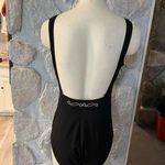 Longitude Vintage Black Gold One Piece Swim Suit With open Back-See Measurements Photo 2
