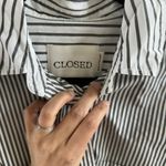 CLOSED Classic Oversized Stripe Shirt White and Grey Size Small Photo 8