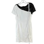 Angel Sanchez Sheath Dress 6 White Black Sequined Sheer Minimalist Renaissance Photo 9