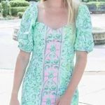 Lilly Pulitzer  Daniela Floral Resort Aqua Hopelessly Puff Sleeve Dress S 4 Photo 9
