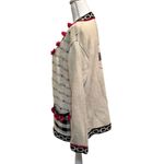 Storybook Knits Cardigan Sweater Cream Black Red Rooster Size Small Tassels Photo 2