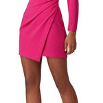 ALC Frank A.L.C Jane Mini Dress in Hot Pink Long‎ Sleeve Ruched Pleated wrap ALC SZ 2 Photo 0