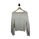 Z Supply  Women’s Kasia Crochet Open Knit Sweater in Ivory Size L Photo 6