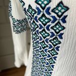 Solitaire  White Gauzy Flowy Embroidered Top Womens Medium Photo 4