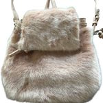 ZARA Pink Faux Fur Fuzzy Pink Back Pack Faux Leather Pockets Wristlet NEW Photo 3