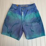 Vintage Tie Dye Jean Shorts 26" waist Blue Green Size XXS Photo 0